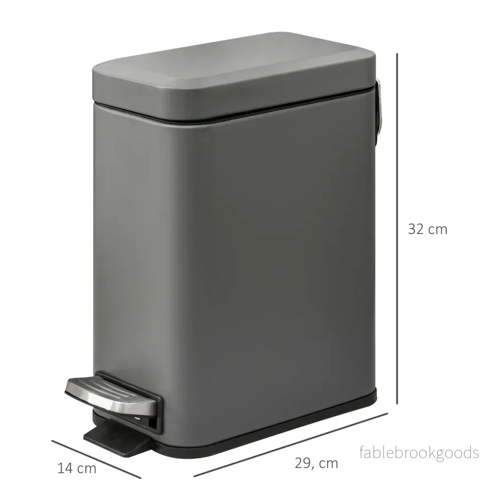 Trash Can Pedal Bin 5L Med lock och Inner Bin, Grå - Bild 3