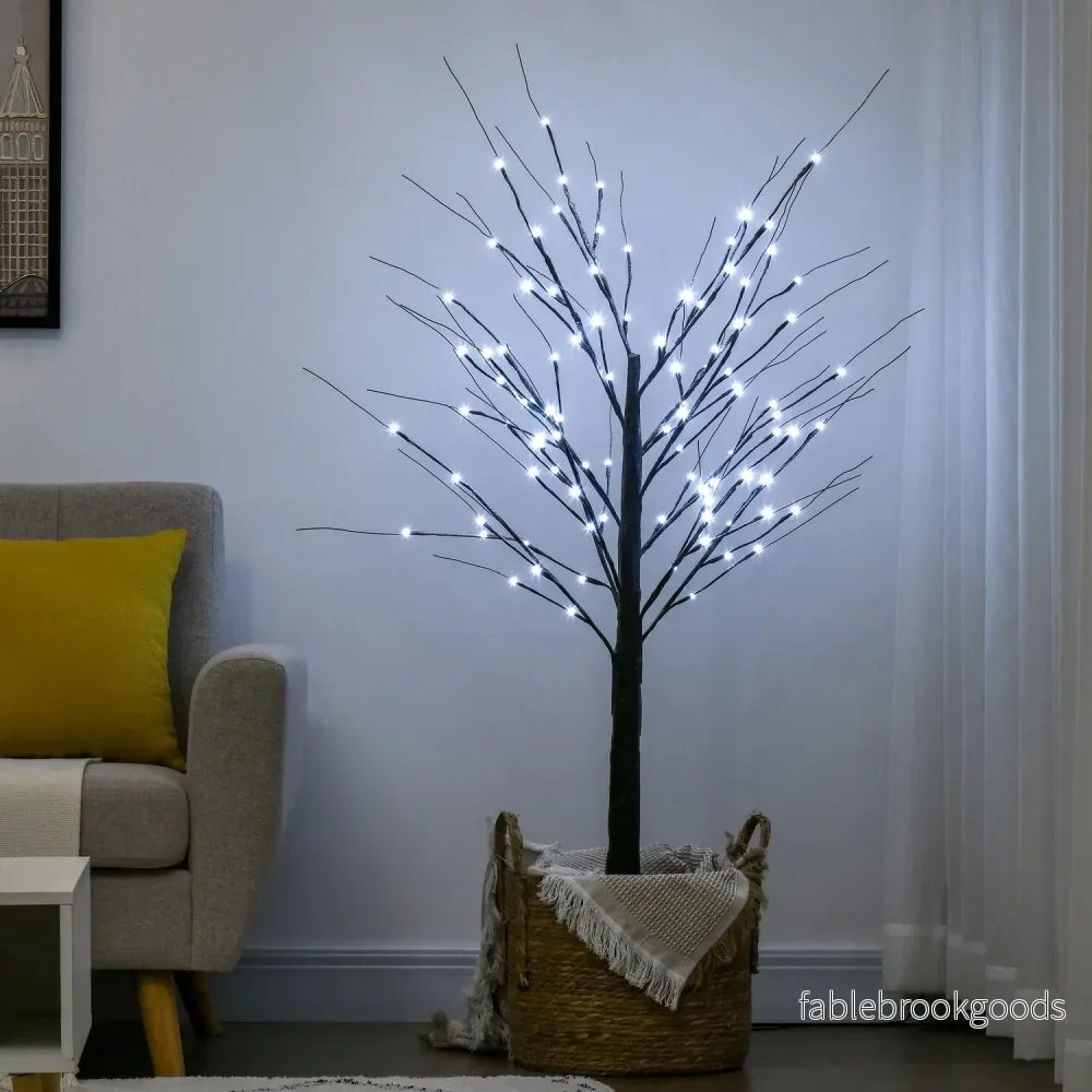Konstgjord björk, 150 cm – LED-ljus & snö - Bild 2