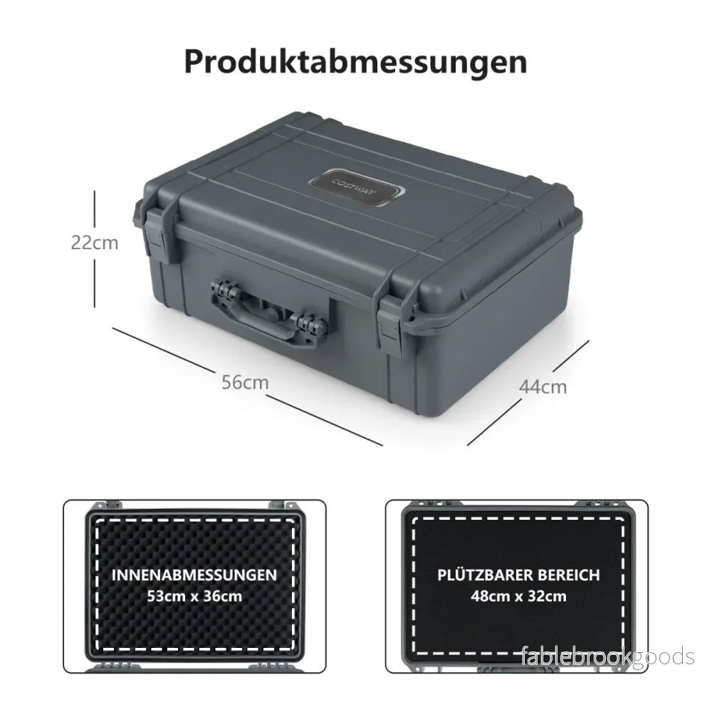 22" – hård kameraväska, universell, anpassningsbar, vattentät – Grå - Bild 2