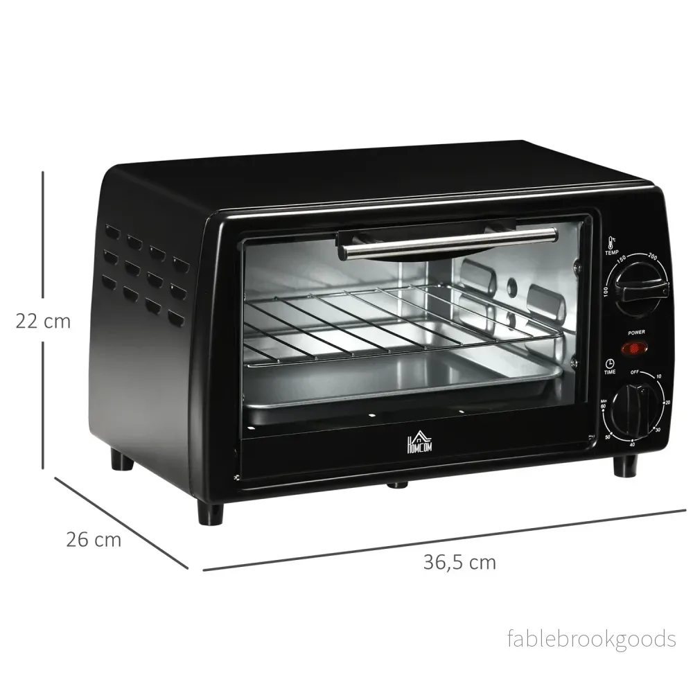 10L Mini Elektrisk Ugn, 750W, Timer, 230°C, Svart - Bild 3