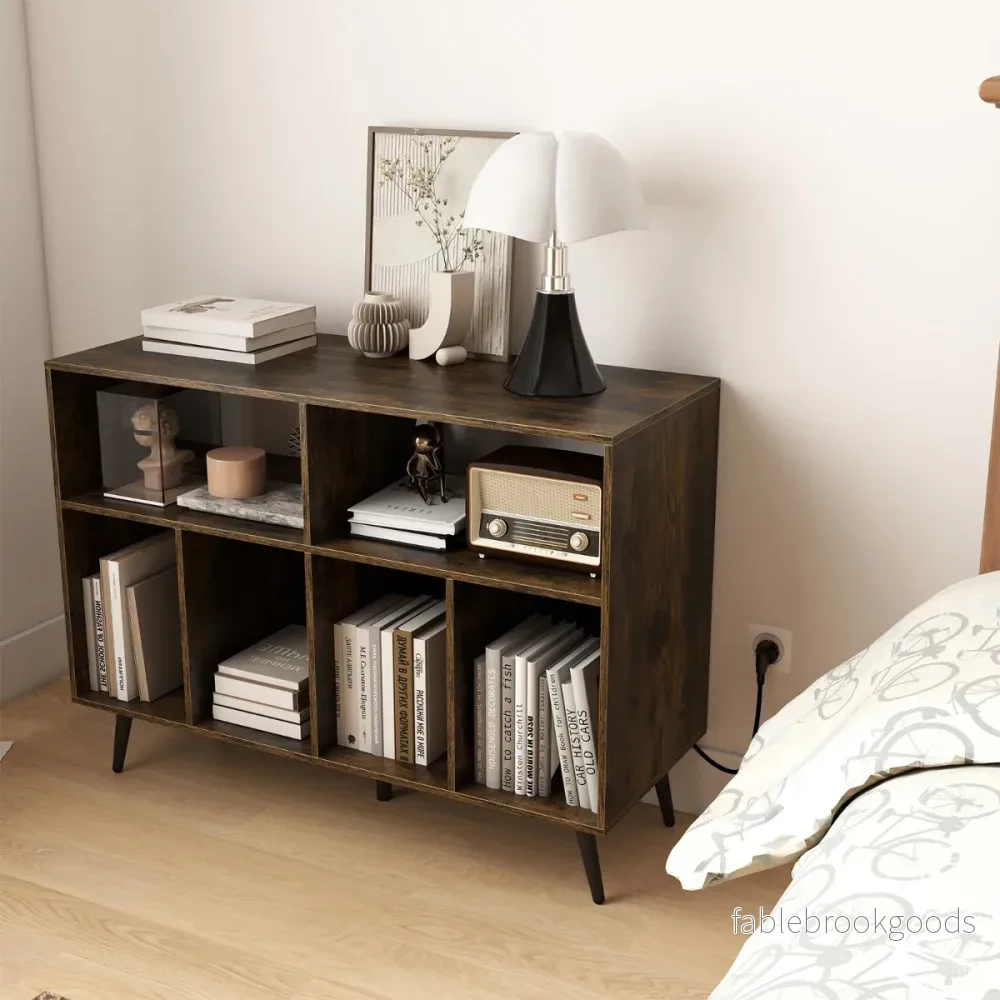 stegs – skivspelareställ med laddstation och vinylförvaringshyllor – 3 – Brun - Bild 3