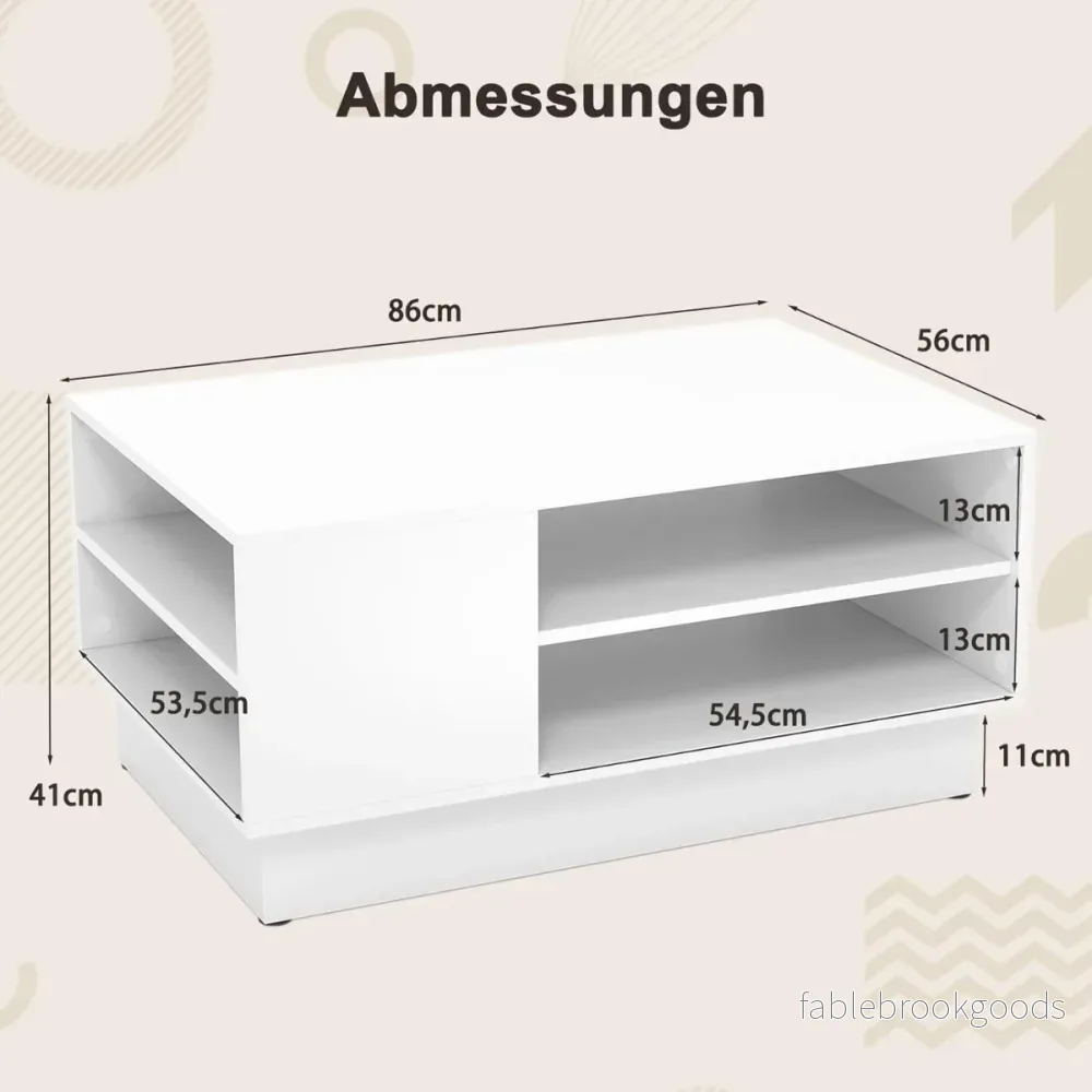 Soffbord – i trä med förvaringsutrymme och öppna fack vardagsrumsbord sidobord vitt – Vit - Bild 2