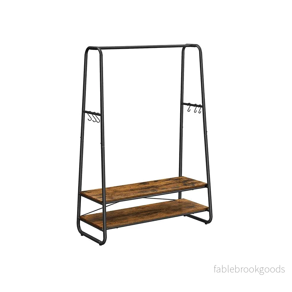 Klädställ – Robust design med 2 hyllor – Vintage brun/svart Klädställ – Robust design med 2 hyllor – Vintage brun/svart