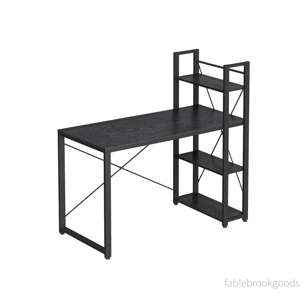 Datorbord – med hyllor – enkel konstruktion – svart Datorbord – med hyllor – enkel konstruktion – svart