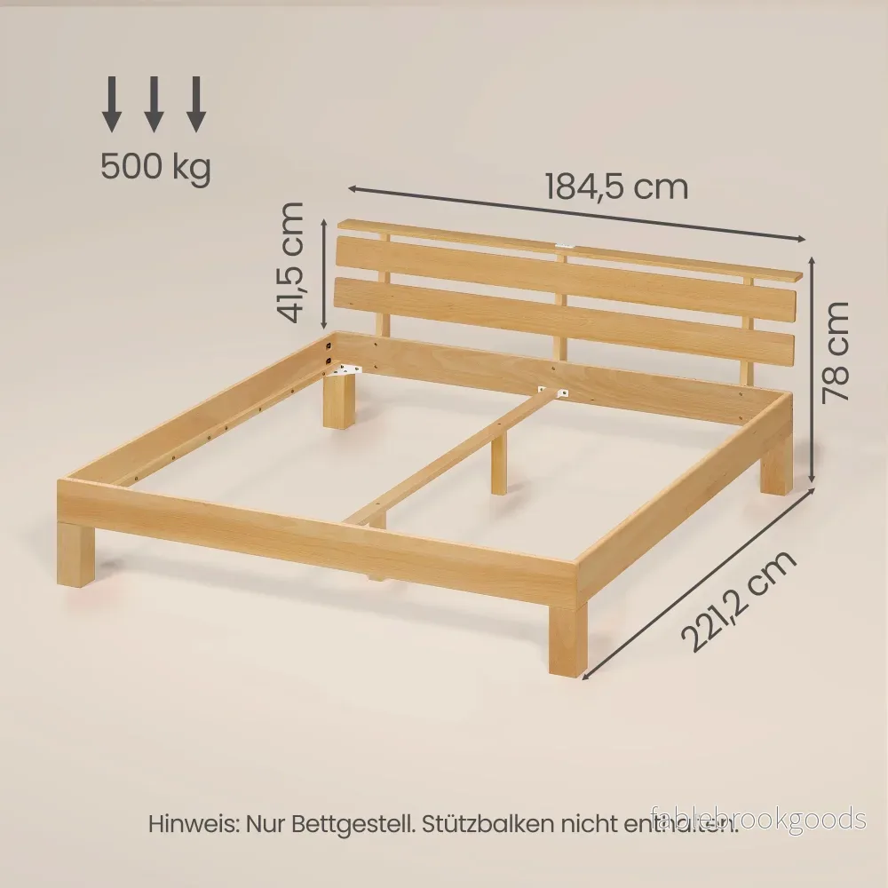 Bedframe - Van Massief Beukenhout - Hoofdbord met LED en USB - Naturel - 221,2 x 184,5 x 78 cm - Bild 3