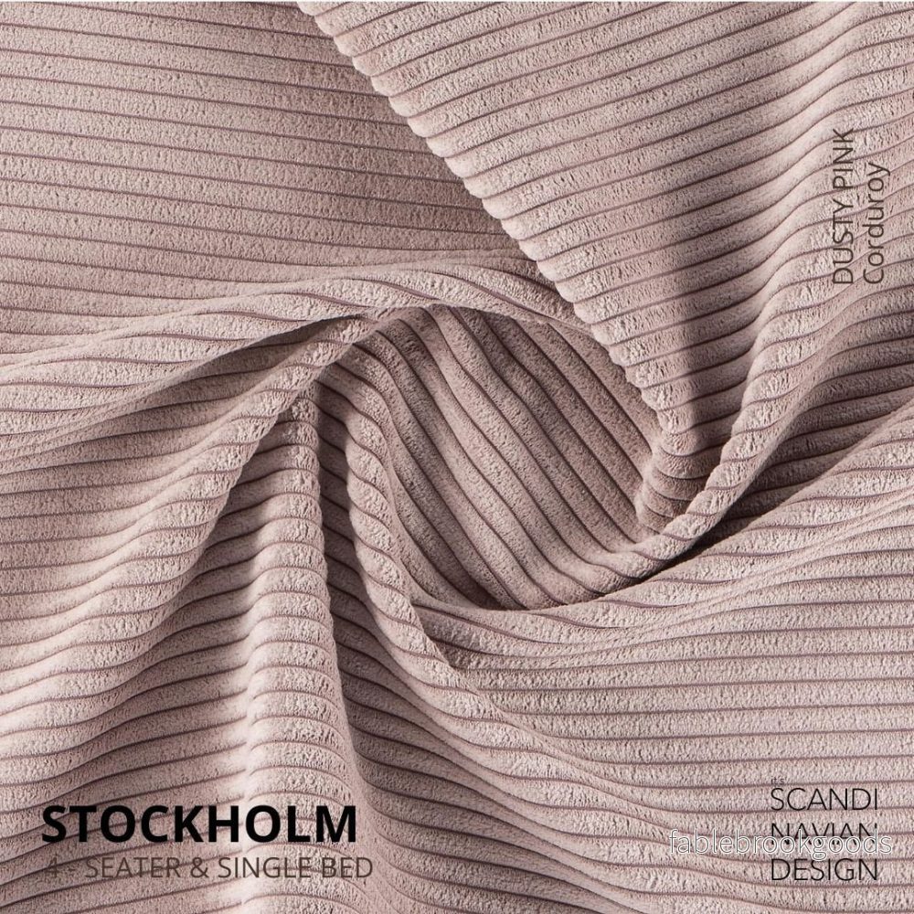 Stockholm 4-seater sofa/single bed Corduroy Dusty Pink removable & washable cover - Bild 2
