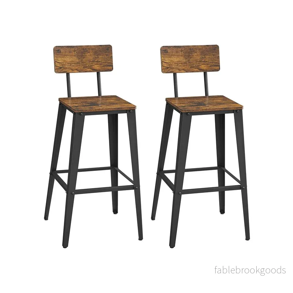 Barstolsset – Med ryggstöd och fotstöd – Vintage brunsvart