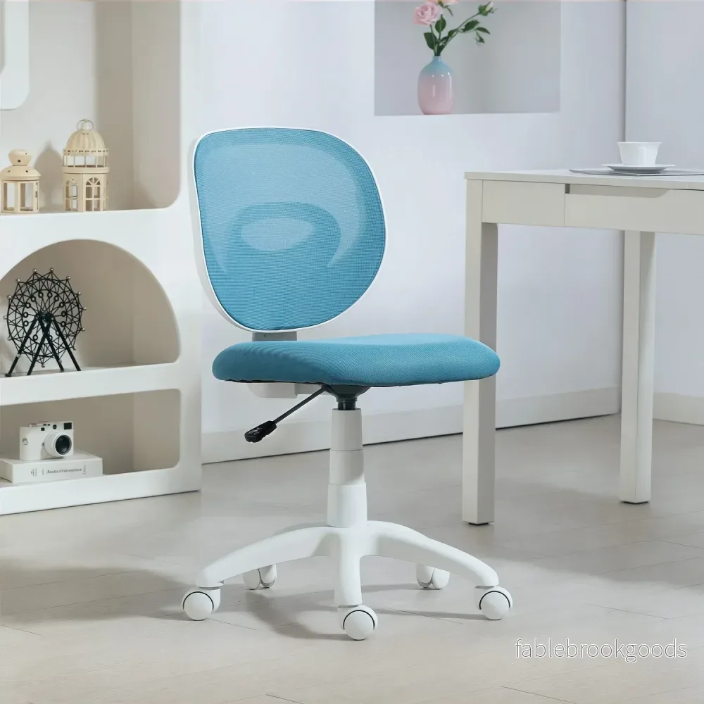 Ergonomisk kontorsstol, justerbar höjd, blått nät - Bild 2
