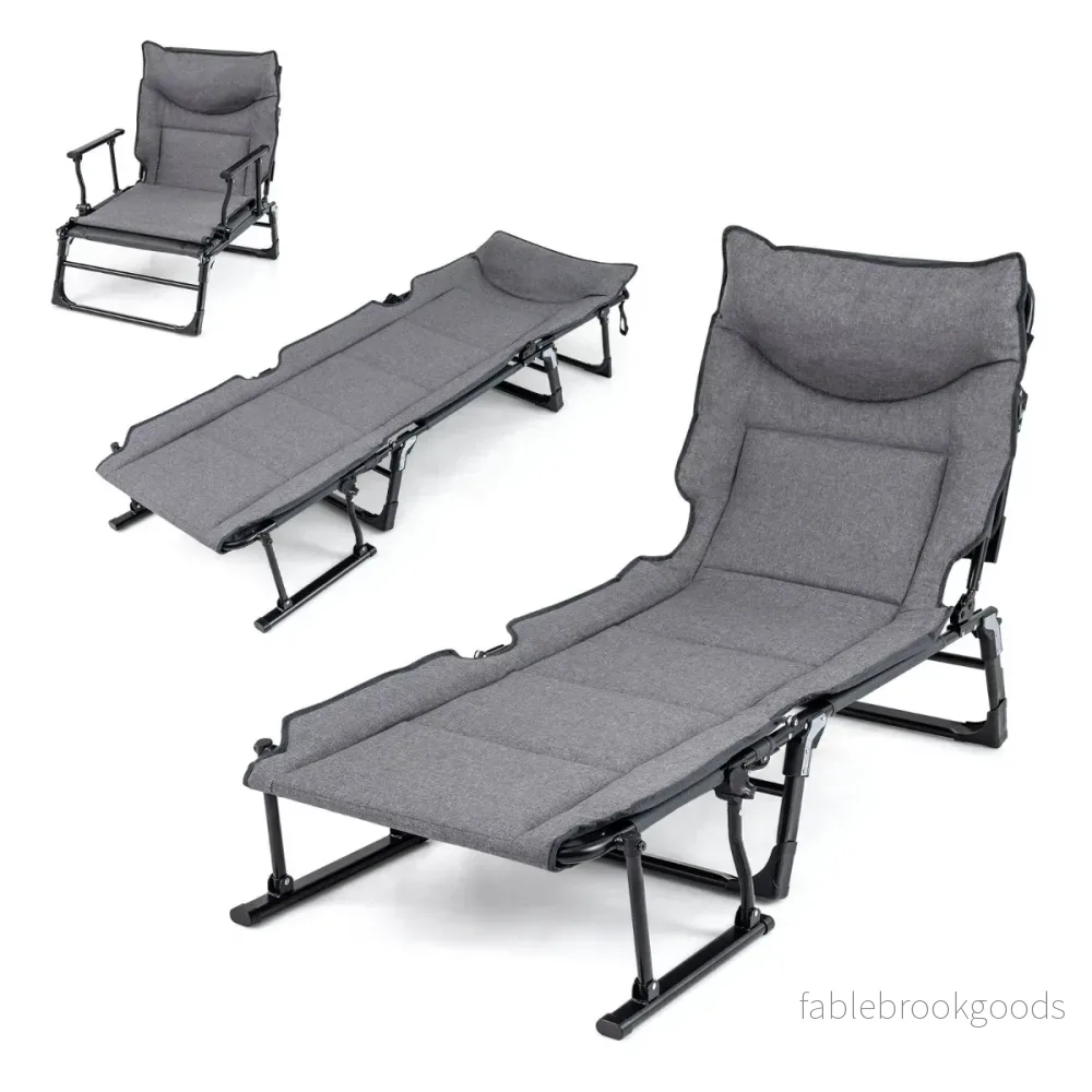i – Trädgårdslounge med huvudstöd och Justerbart Ryggstöd Vikbar Sollounge – 3 1 180 x 66,5 x 38 cm – Grå-svart