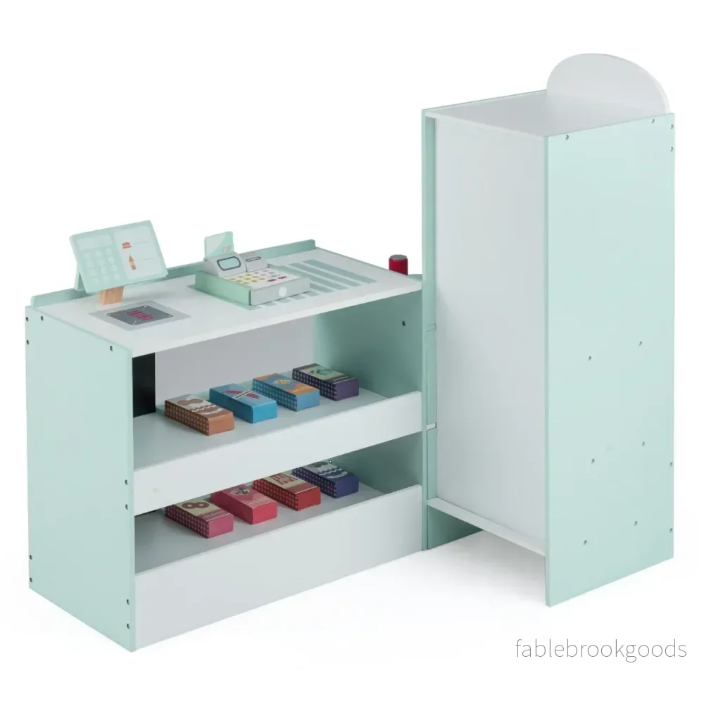 Barn – Supermarket Spelset med Kassa och POS Maskin Säljautomat Tavel Mintgrön – Grön