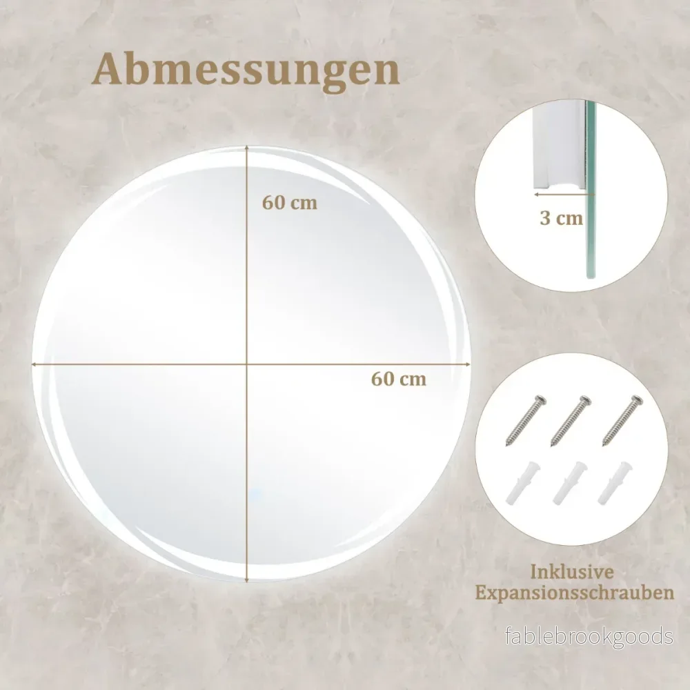 LED badrumsspegel – med belysning rund anti dim oval – 60 cm – Silver - Bild 2