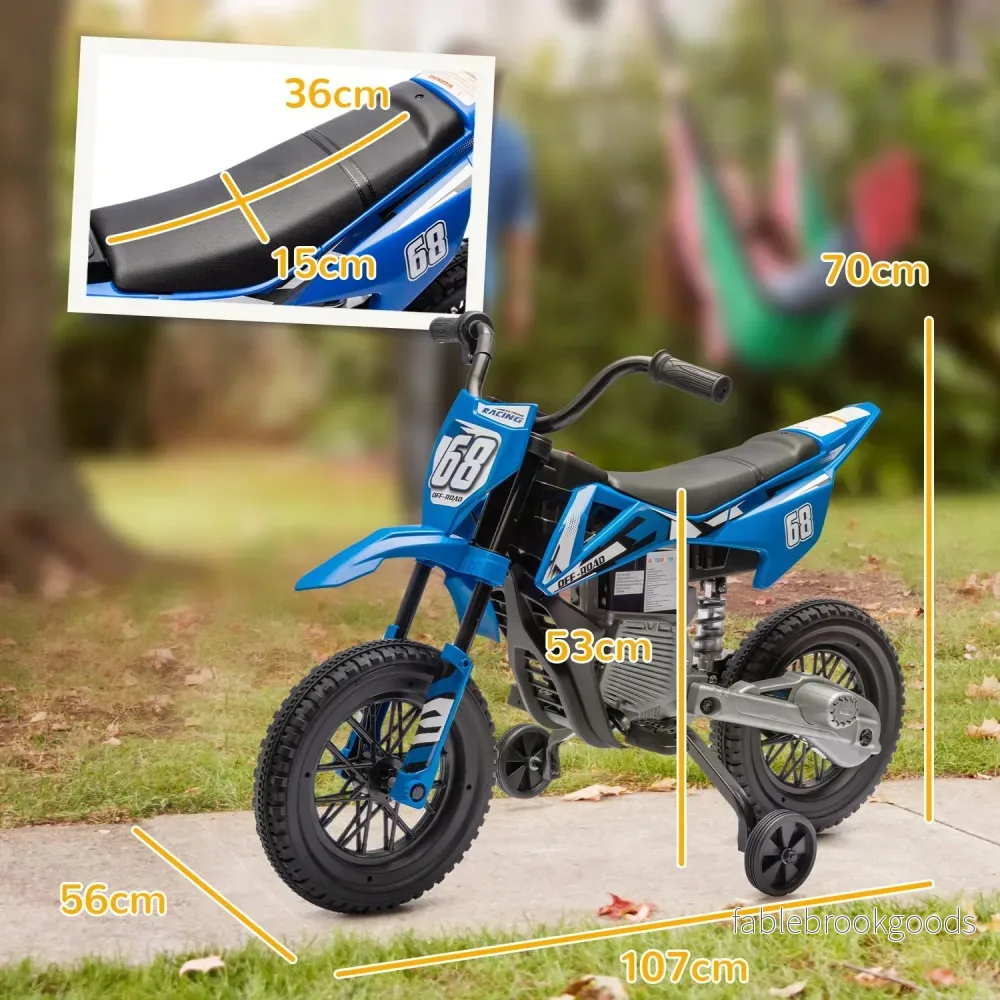 Elmotorcykel för barn, 12V, musik, 3-6 år, blå - Bild 3