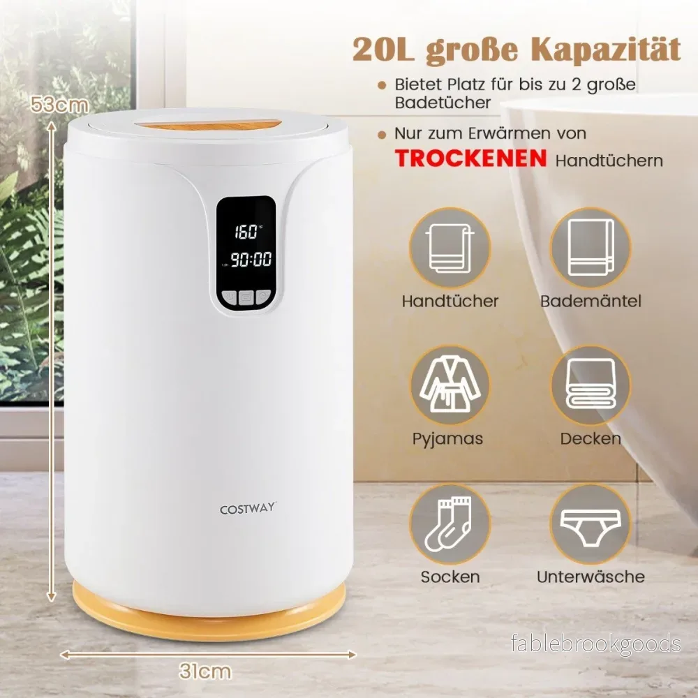 20L – Handdukstorkare med LED ljus värmare värmebehållare för handdukar – Vit - Bild 2