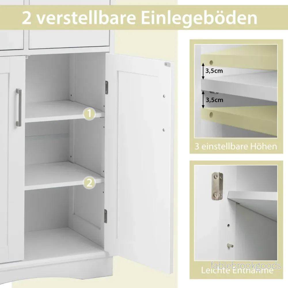 Badrumsskåp – Fristående förvaringsskåp med dörrar – 2 60 x 30 x 108 cm – Vit - Bild 2
