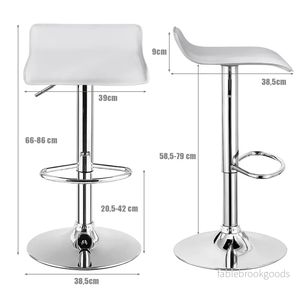 Set – med höjdjusterbara barstolar ryggstöd och fotstöd 360° vridstol – 2 – Vit - Bild 2