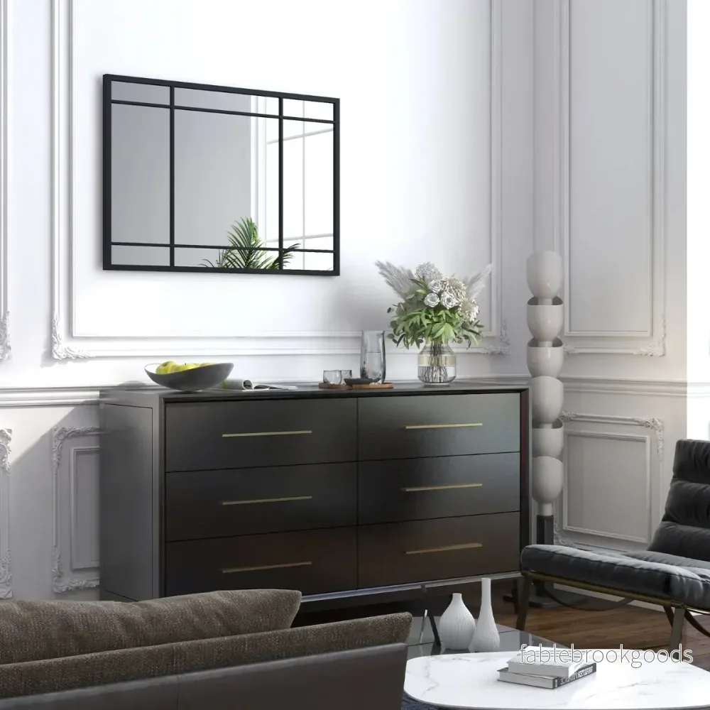 Rektangulär – väggspegel med metallram Dekorativ hängspegel Dekospegel – 100 x 70 cm – Svart - Bild 3