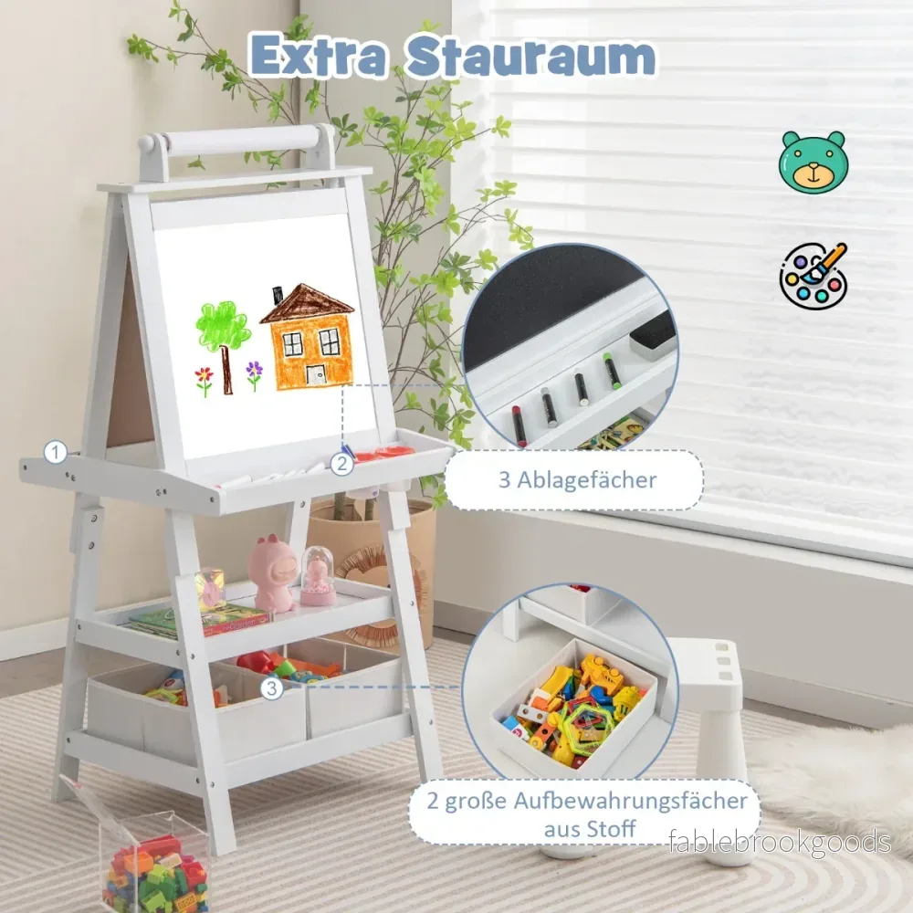 i – barnstafli dubbelsidig whiteboard och svarta tavla ritpapper ståbräda – 3 1 – Vit - Bild 3