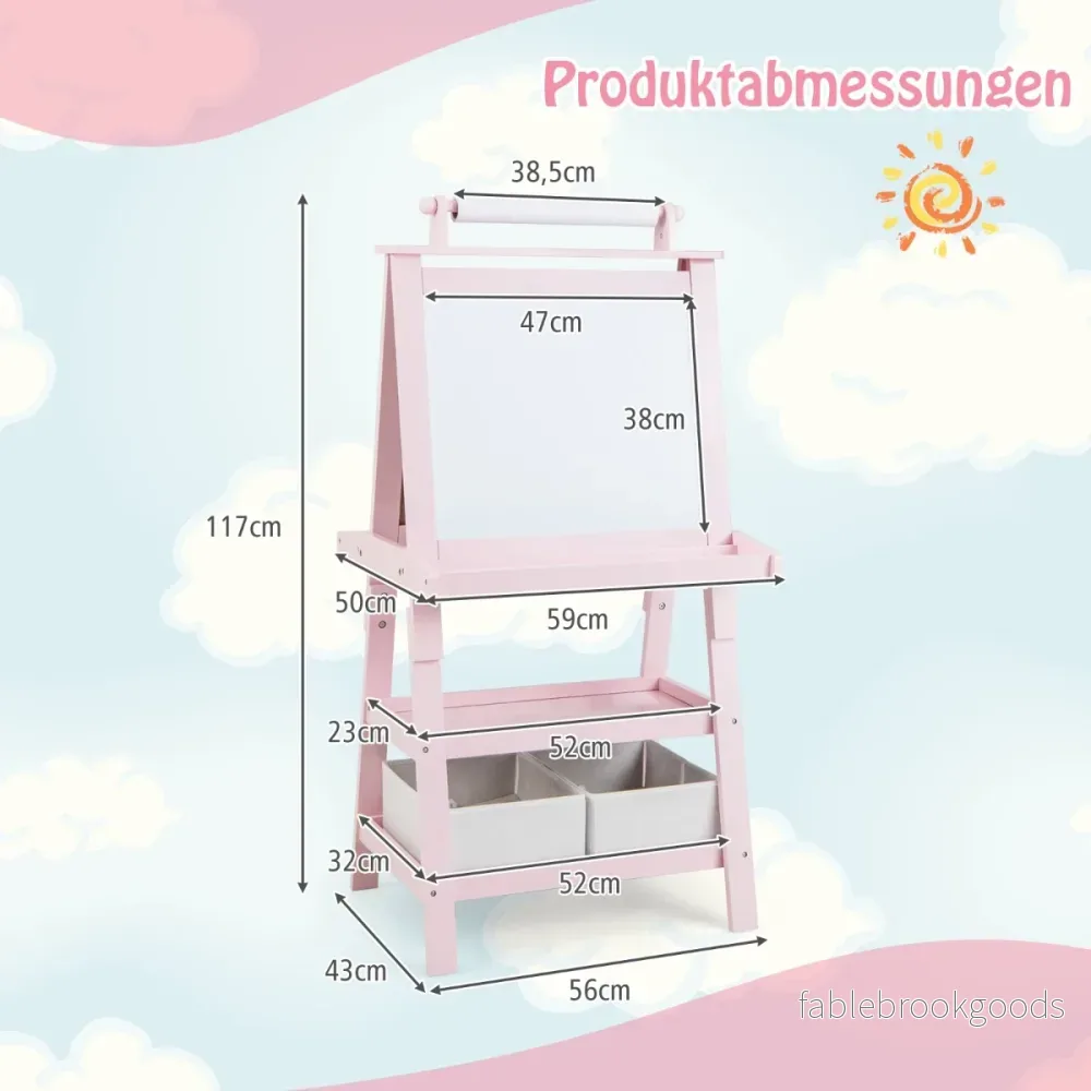 i – barnstafli dubbelsidig whiteboard och svarta tavla ritpapper – 3 1 – Rosa - Bild 2
