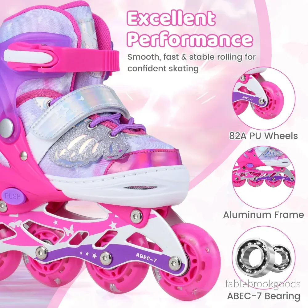 Inlineskor – För Barn Skater Storlekar Justerbara Med Lysande Hjul S – 4 – Rosa - Bild 3