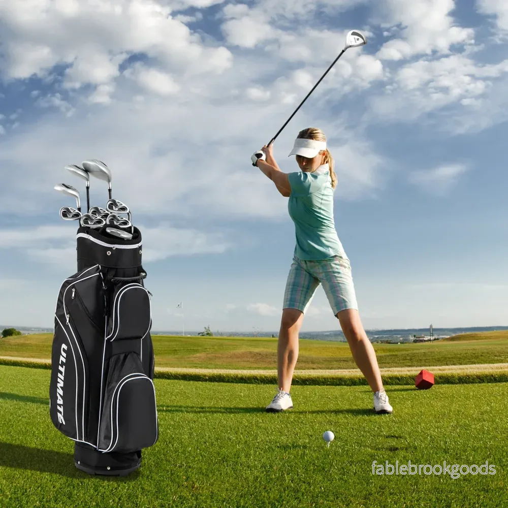 Komplett – set med golfklubbor för högerhänta damer, bärväska – Svart - Bild 3