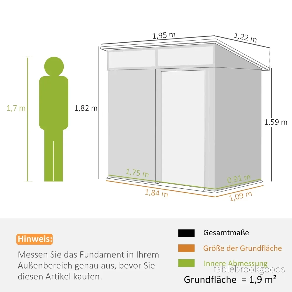 Verktygsskjul i metall 1,9 m² med skjutdörr och fönster - Bild 3