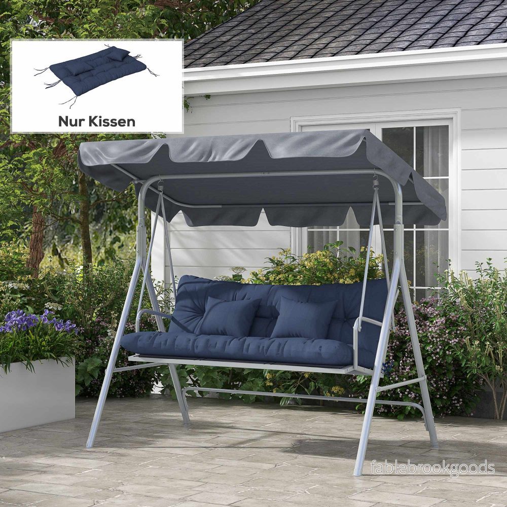 Set med dynor för utomhusstolar, 150x50 cm, vattenavvisande, marinblå - Bild 2