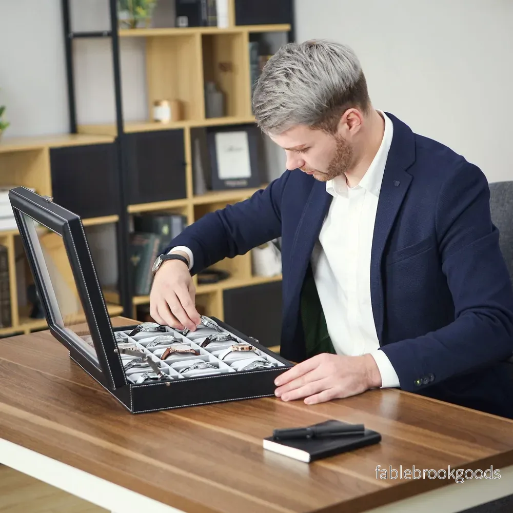Klockbox – låsbar med 24 fack – svart - Bild 3