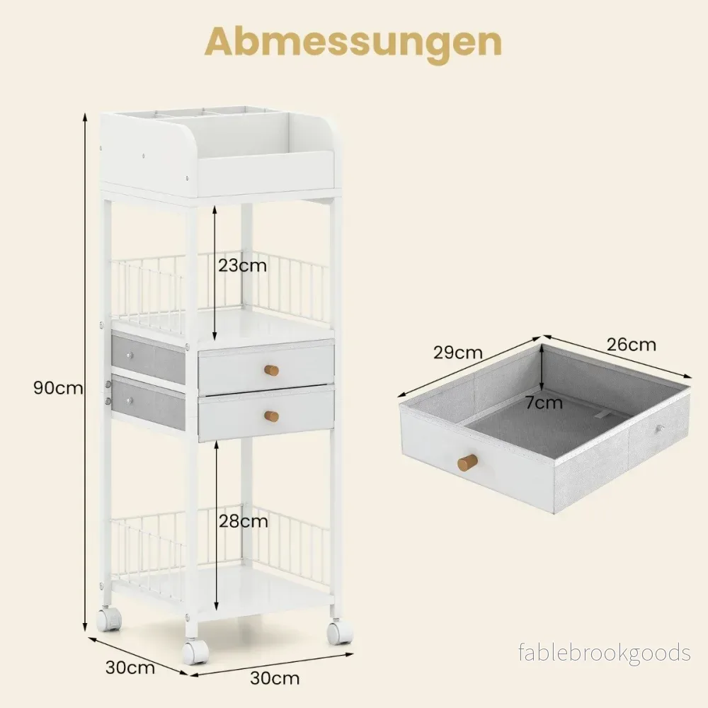 Makeup – förvaringsvagn med lådor och hjul hyllor kosmetikorganisatör – Vit - Bild 2