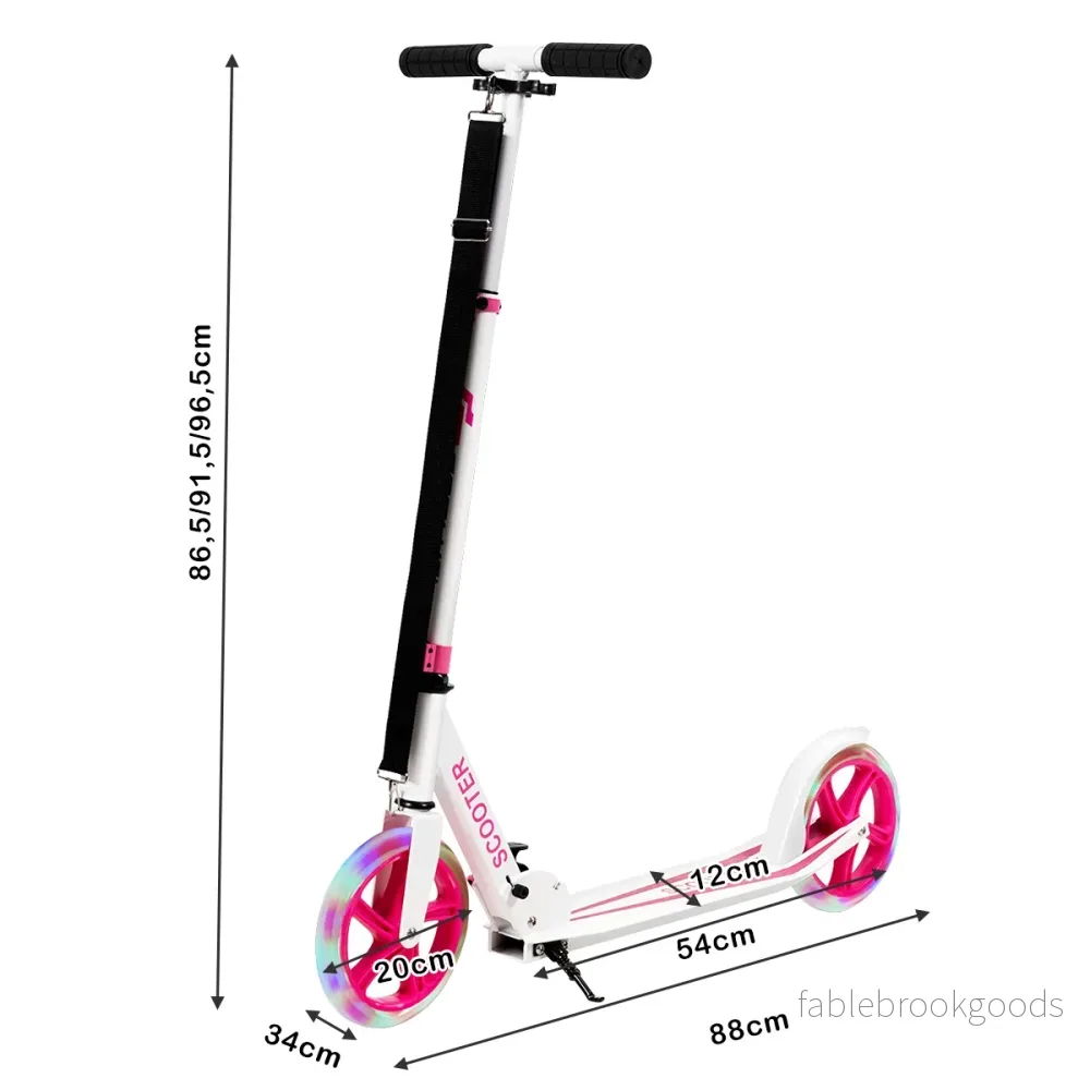 Scooter – Roller hopfällbar höjdjusterbar lastkapacitet med LED hjul – 100 kg 2 – Rosa - Bild 2