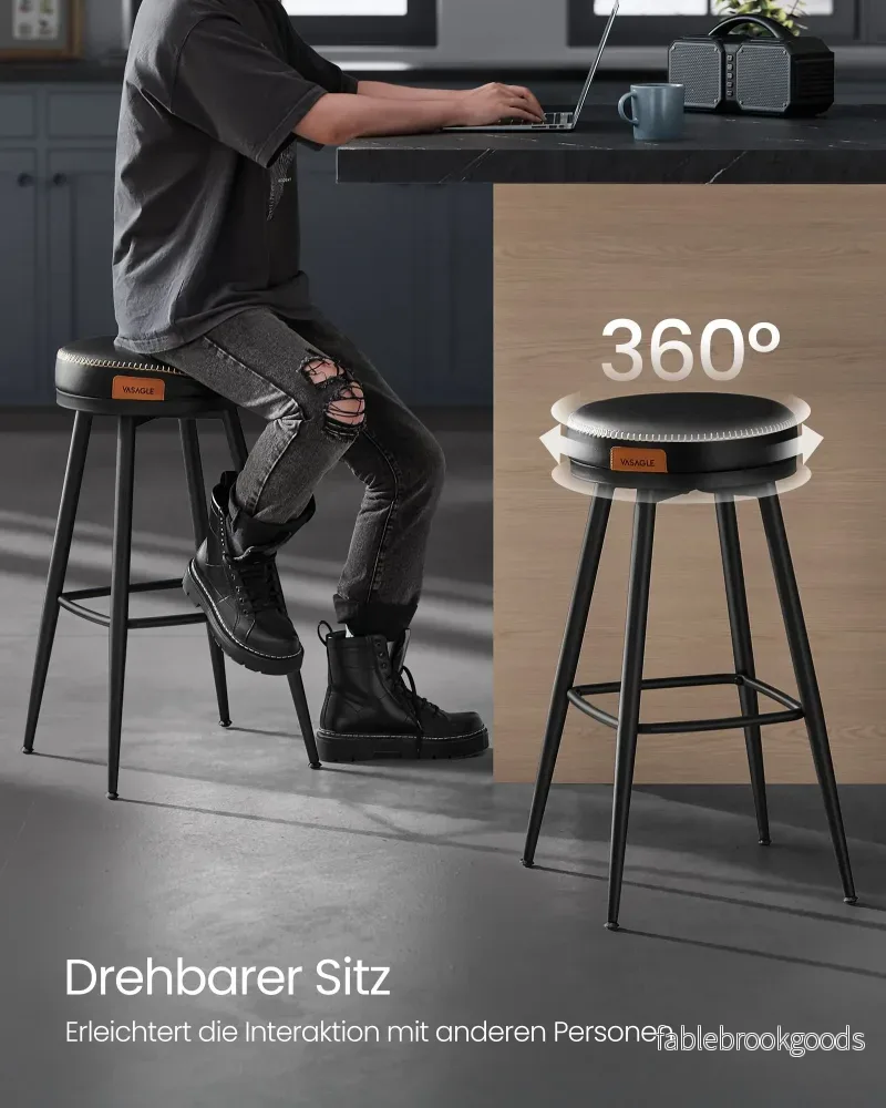 Barstol Set om 2 – Höjd 76 cm – Stål – Bläcksvart - Bild 3