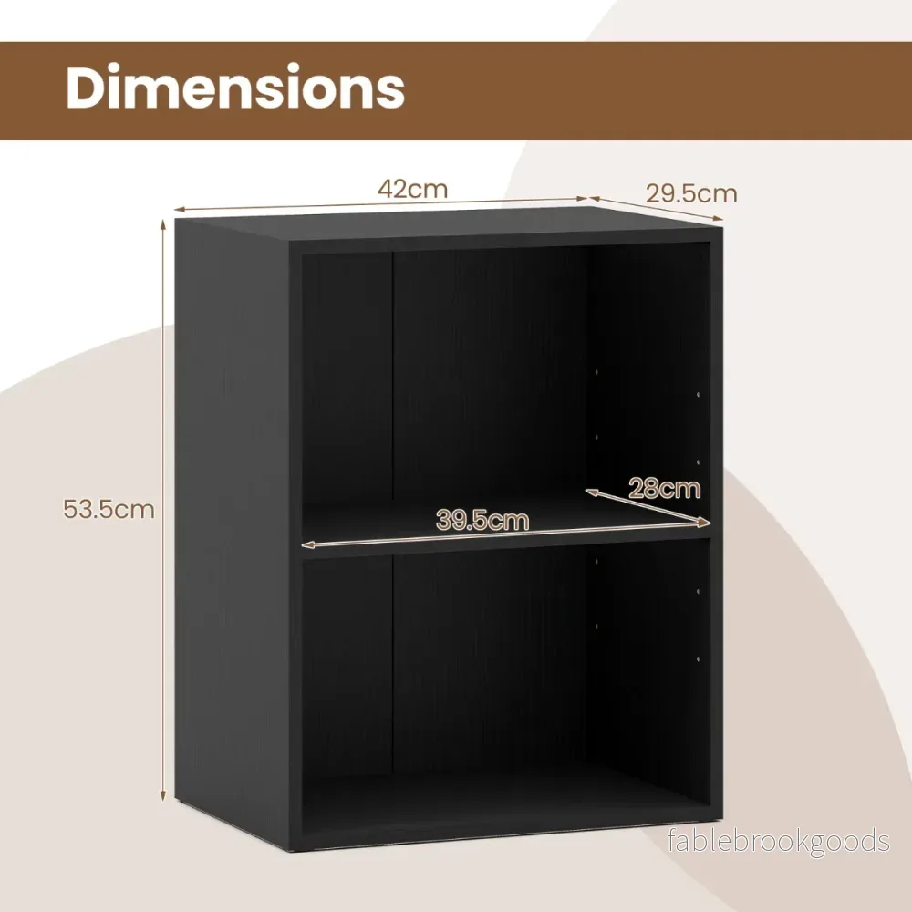 Bokhylla – våningshylla öppet förvaringshylla i trä – 2 42 x 29,5 x 53,5 cm – Svart - Bild 2