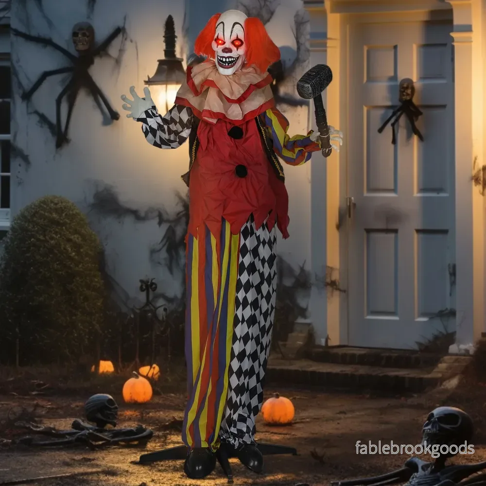 Halloween Animatronisk Clown, 173 cm, Lysande Ögon - Bild 2