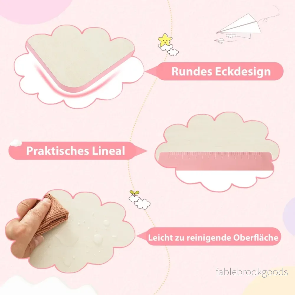 Höjdjusterbart – barnskrivbord med tippbar bordsskiva och hyllor lådor studiebord – Rosa - Bild 3