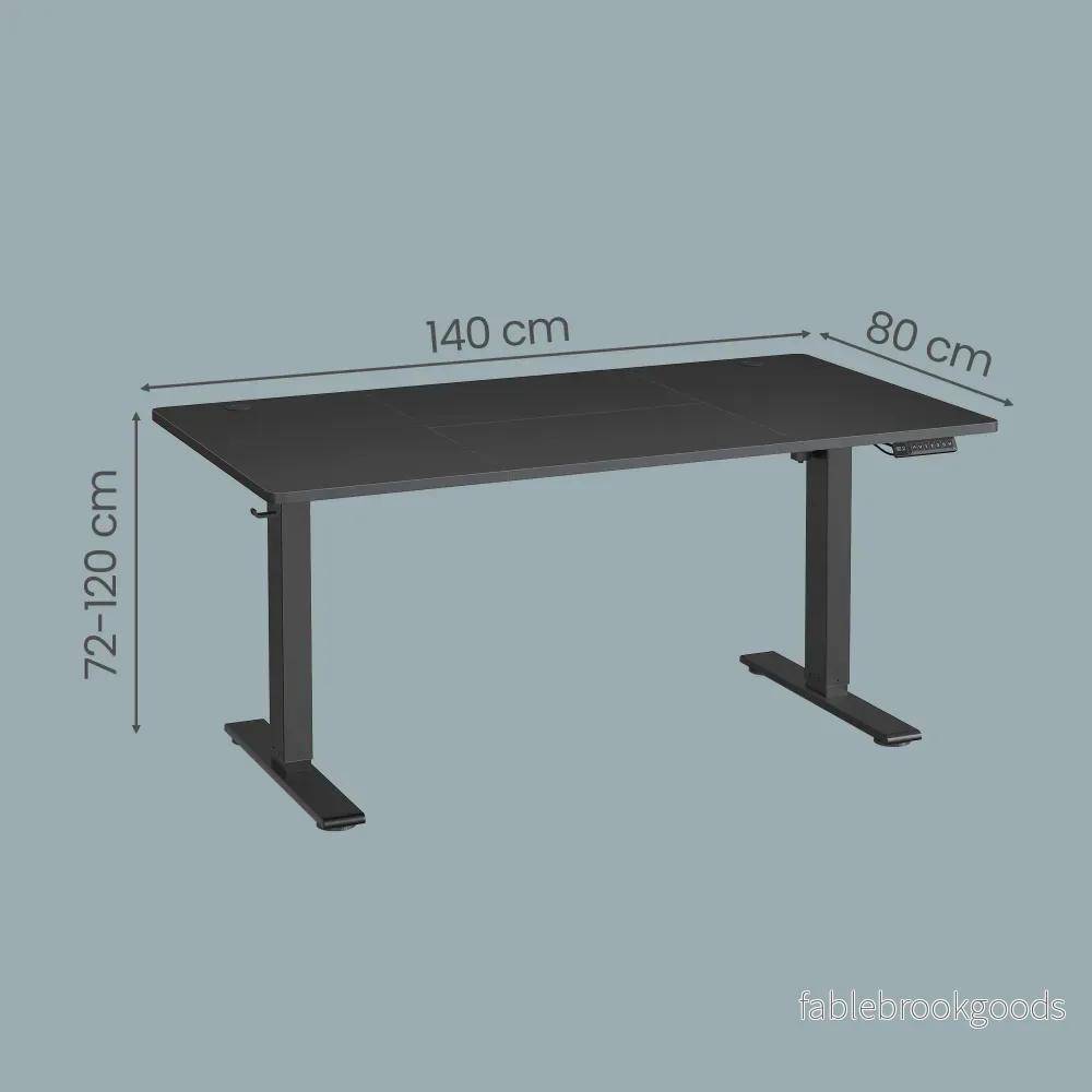 Elektrisch Zit-Sta Bureau - 140 x 80 cm - USB-C-Poort - Geheugenfunctie - Zwart - Bild 3