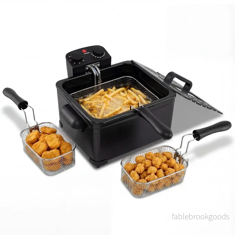 Fritös – 1700W elektrisk 5L med stor och små korgar – 1 2 – Svart