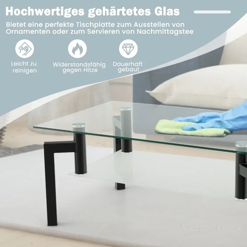 Rektangulärt – soffbord i glas vånings modernt – 2 – Svart