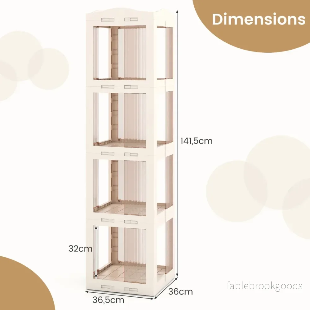 360° – Svängbar Bokhylla Ihopfällbar Ställhylla Transparent Kontorshylla – 36.5 x 36 x 141.5 cm – Vit - Bild 2