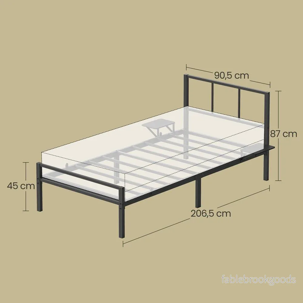 Bedframe - Eenpersoons - 90 x 190 cm - Metaal - Zwart - Bild 2