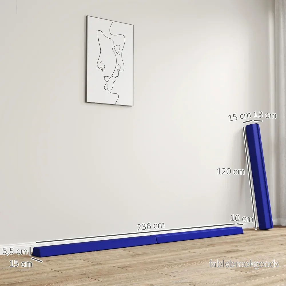 236 cm halkfri vikbar balansbalk för barn, inomhus/utomhus - Bild 2