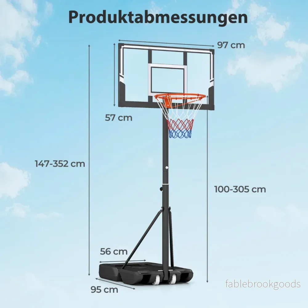 Bärbar – basketkorg Höj och sänkbart basketsystem från till med stöttålig bakplatta – 1 3 m – Svart - Bild 2