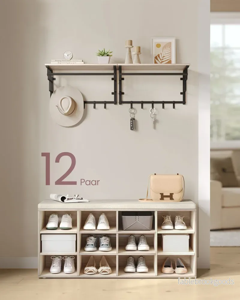 Skoställ med sits – 30,3 x 104 x 48 cm – naturbeige - Bild 2