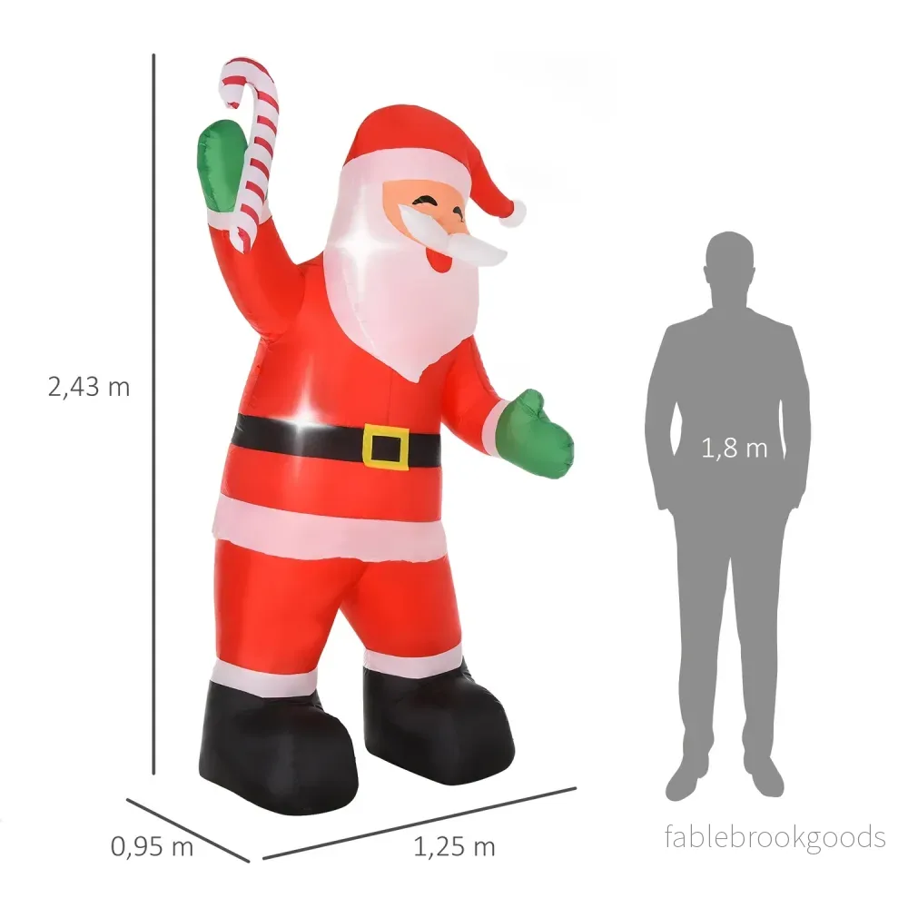 Uppblåsbar jultomte med LED-ljus, 243cm - Bild 3
