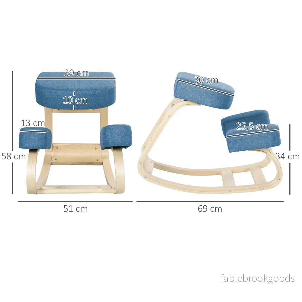 Ergonomisk knäböjstol, björkträ, 120 kg kapacitet, blå - Bild 3