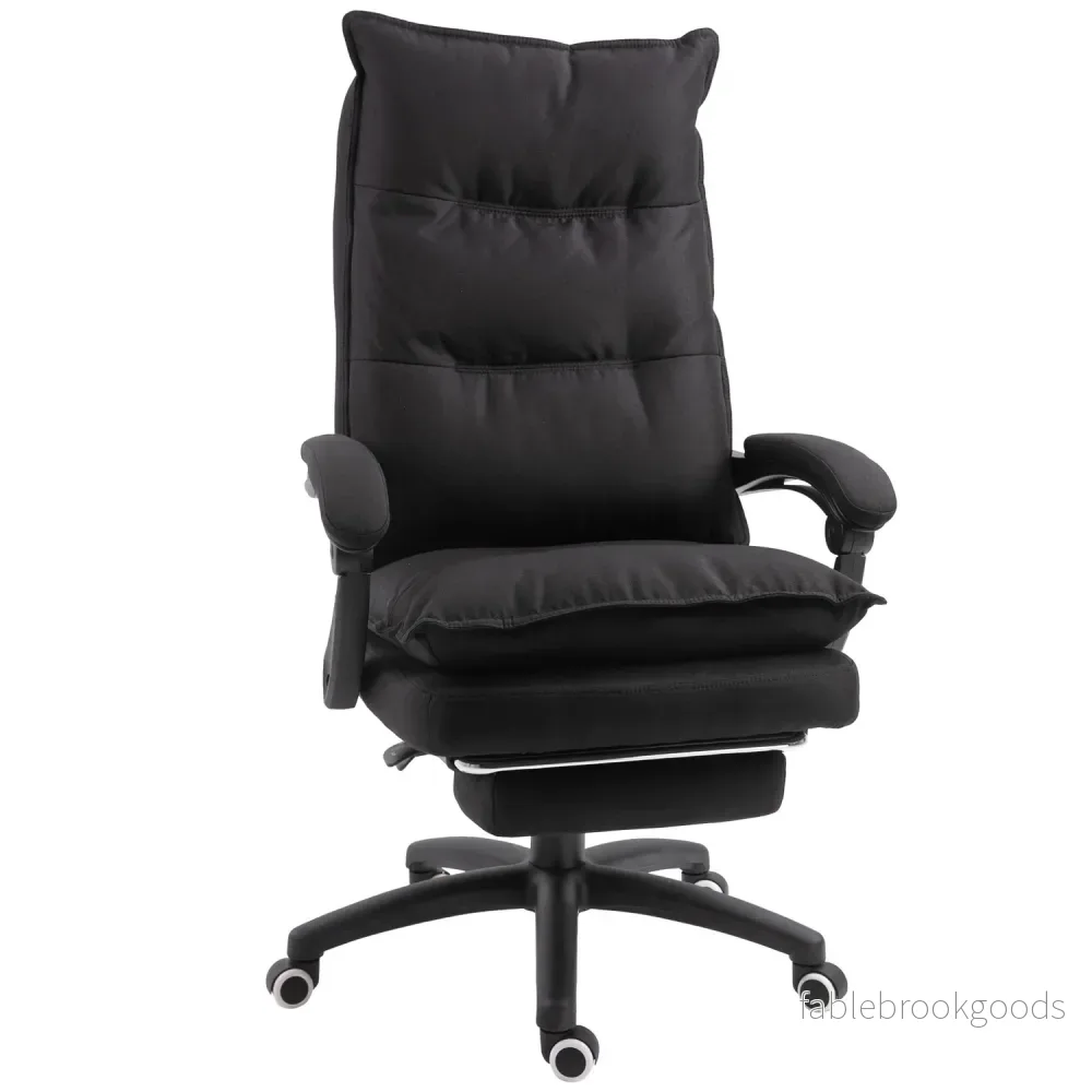 Ergonomisk kontorsstol, massage & recline med fotstöd, svart