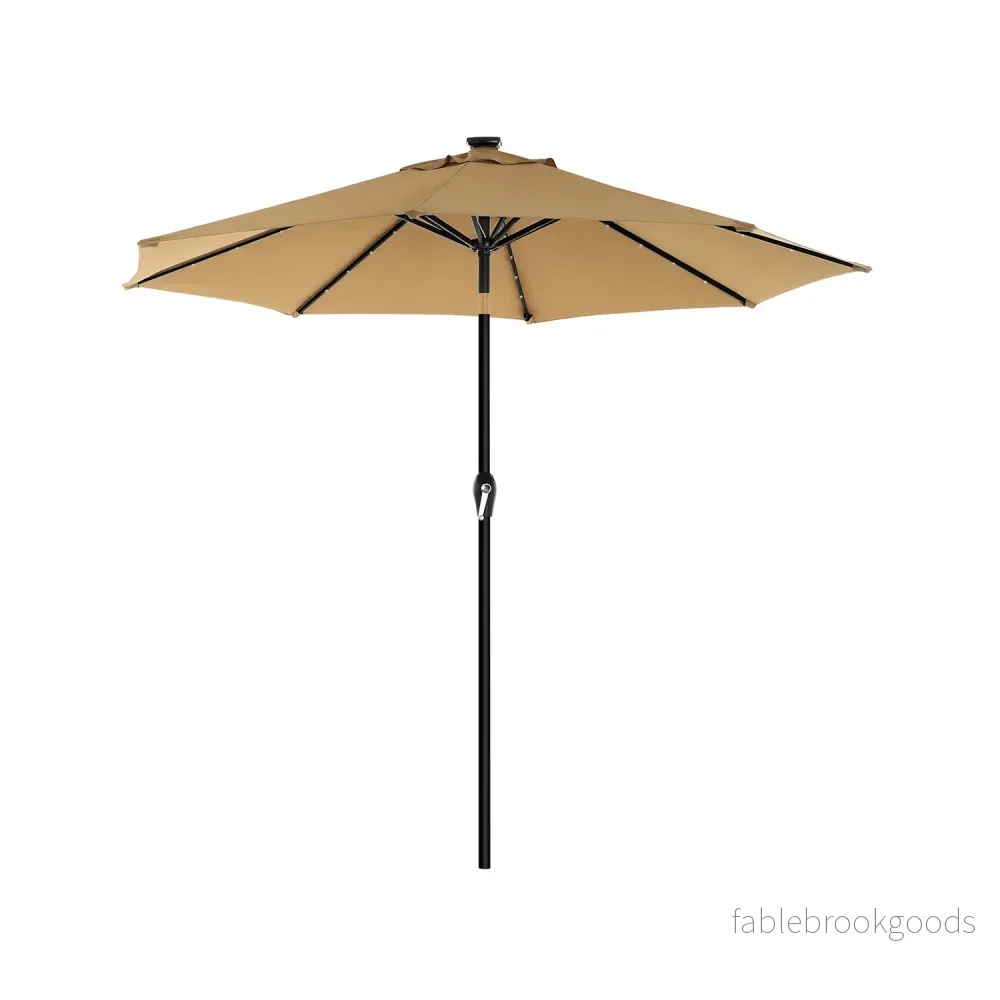 Parasoll med LED solcellsbelysning 2,7 m taupe Parasoll med LED solcellsbelysning 2,7 m taupe