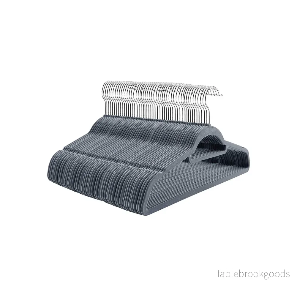Set med 100 sammetshängare – lyxig look – ljusgrå - Bild 2