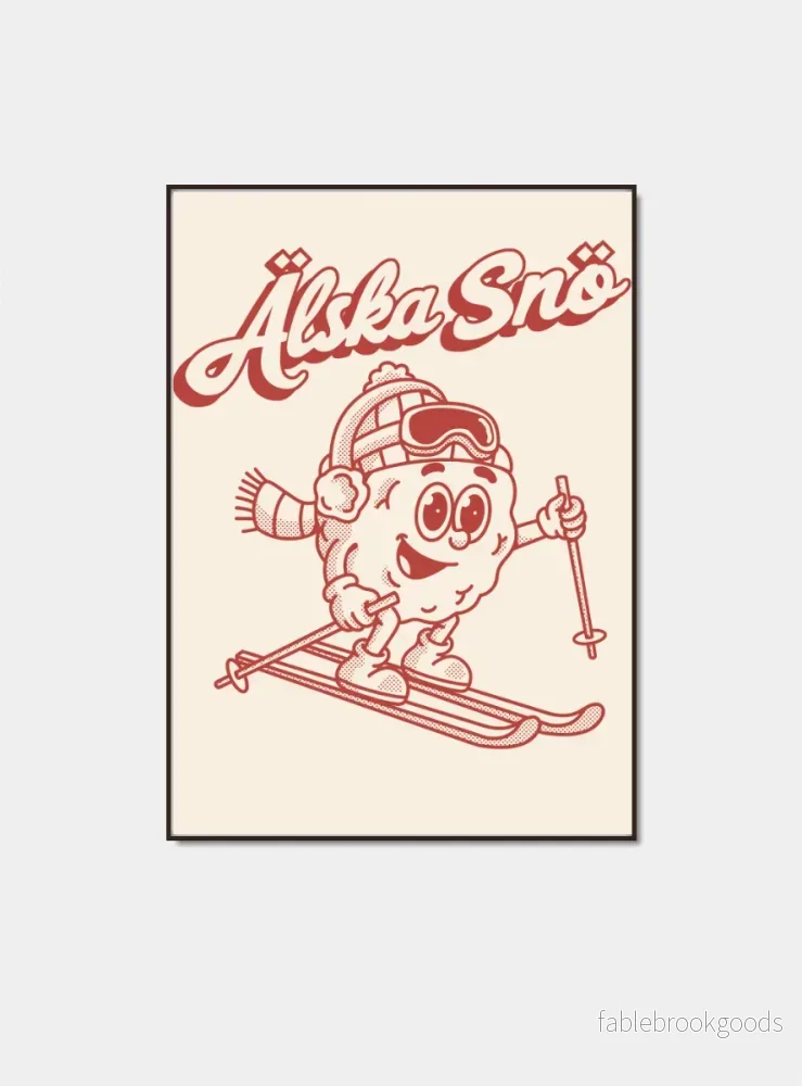 Vintage Snöboll på Skidor poster Vintage Snöboll på Skidor poster
