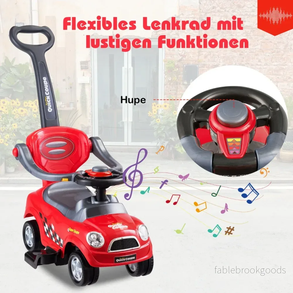 i – åkbil med avtagbart körhandtag och säkerhetsstång – 3 1 – Röd - Bild 2