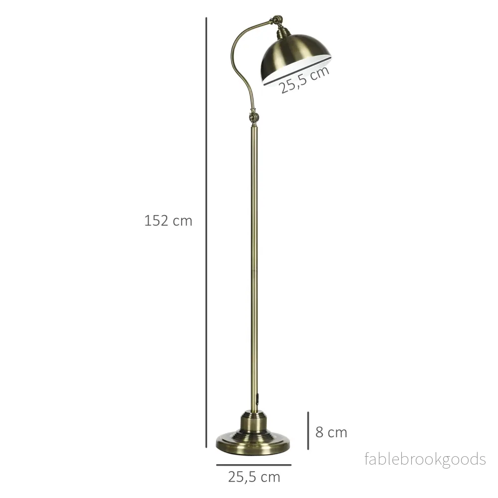 Retro Arc golvlampa – justerbar E27 mässingsfinish - Bild 3