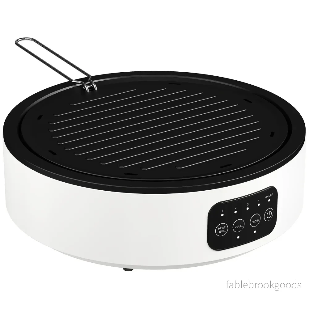 Dubbel keramisk spishäll och grill, 2000W, 4 värmenivåer, vit